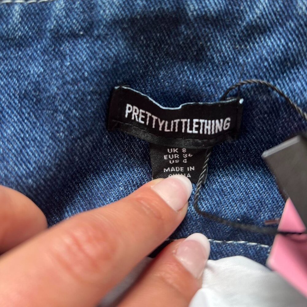 Indigo Buckle Detail Denim Puffball Mini Skirt - Picture 4 of 5